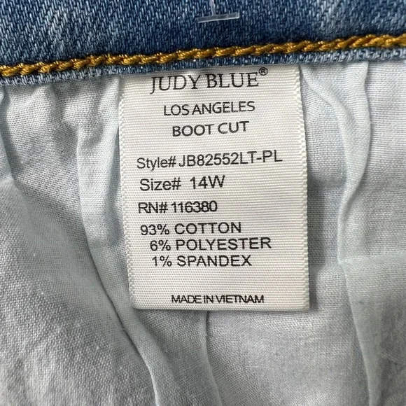 Judy Blue Womens Boot Cut Jeans‎ Size 14W Light Wash Stretch Denim JB82552LT-PL - Picture 5 of 10